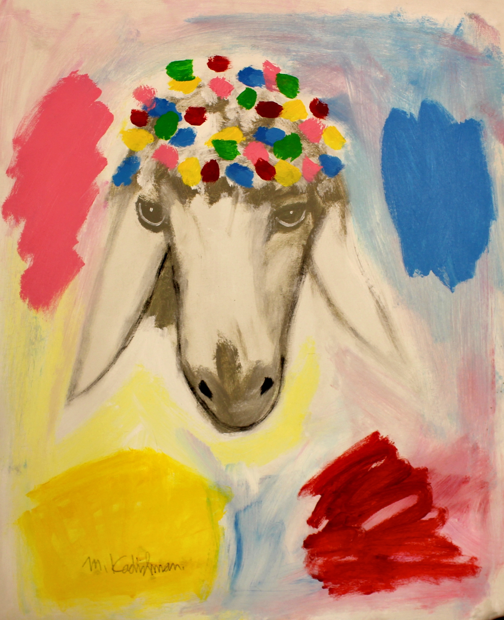 ראש כבש צבעוני עם נזר