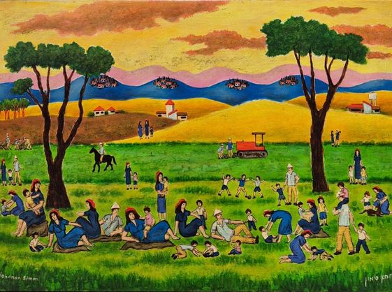 סימון יוחנן- נוף קיבוצי בשקיעה
