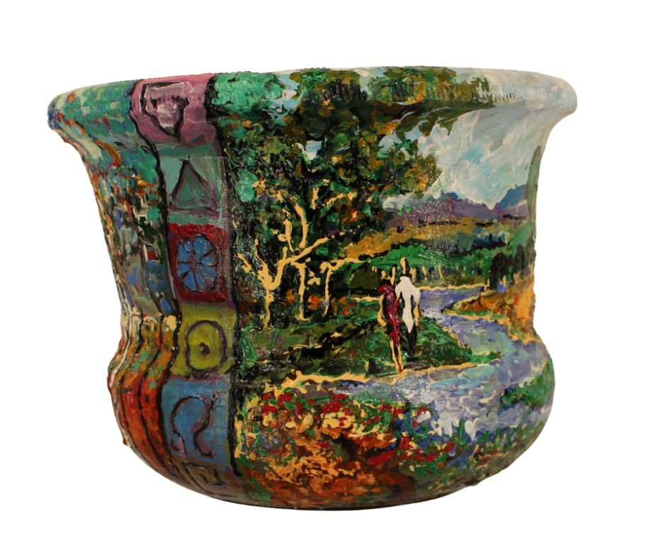 כד מצוייר על ידי אמן אליק גרבר - נוף ישראלי